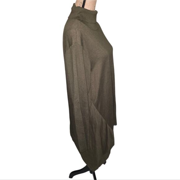 Chico's Ambered Olive Turtleneck Feather Weight Asymetrical Sweater Plus Size 2X - Picture 3 of 7